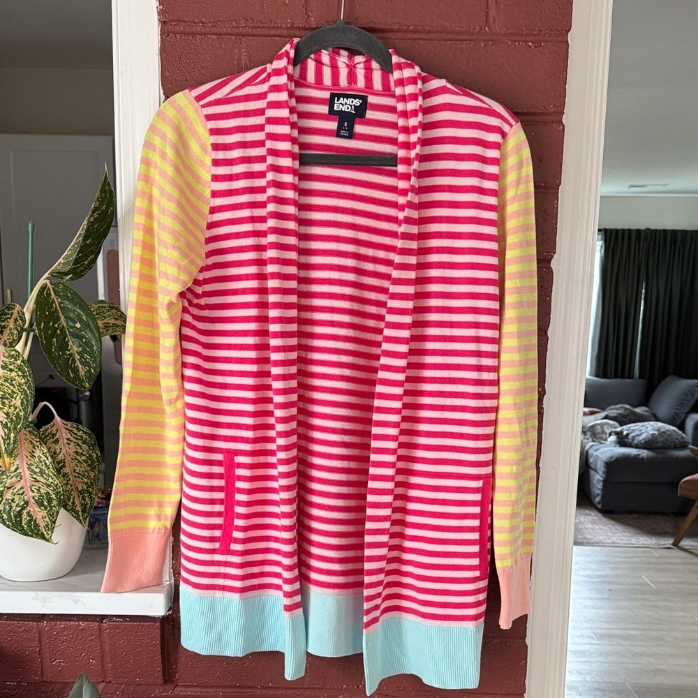Lands' End Women's Colorful Striped Cardigan